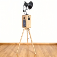 Photomaton vintage en bois avec écran tactile LCD de 18,5 pouces, impression instantanée, compatible avec iPad pour appareil photo reflex numérique