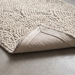 Tapis d'intérieur tendance en laine beige crème tissée à la main, antidérapant, à poils moyens, couleur unie, avec support en toile de coton, pour un intérieur moderne - Product Image 6