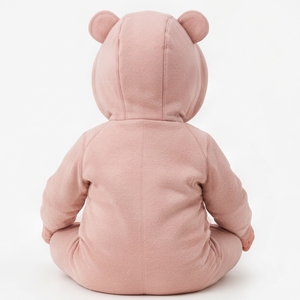 Conjunto de chándal unisex al por mayor para bebé con capucha de orejas de oso, de elastano/algodón, con cremallera oculta, lindo conjunto de sudadera con capucha de forro polar y pantalones jogger para bebé. - Product Image 6