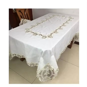 <span class=keywords><strong>Mantel</strong></span> de Lujo <span class=keywords><strong>con</strong></span> Bordado de Encaje <span class=keywords><strong>Dorado</strong></span> para Bodas y Banquetes, Elegante <span class=keywords><strong>Mantel</strong></span> <span class=keywords><strong>Blanco</strong></span> - Product Image 4