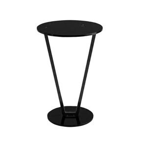 Table d'appoint ronde moderne en métal, table de chevet de luxe pour salon, chambre, balcon, petite table basse design, table de bar noire - Product Image 1