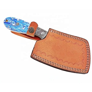 Couteau à viande artisanal en acier Damas avec manche en résine, lame pleine longueur, couteau de boucher, couteau de chef, couteau de cuisine, fabricant OEM ODM - Product Image 6