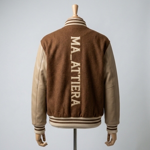 Veste Bomber Homme Marron en Cuir avec Manches en Cuir et Corps en Polaire, Broderie Personnalisée, OEM ODM Vente en Gros - Product Image 4
