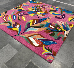 Tapis KNOT RUG fait main, tufté à la main, de haute qualité, motif floral moderne rose, écologique, pour salon, chambre d'enfants, hôtels, bureau - Product Image 5