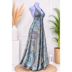 Floral Print Eco-Friendly Washable Lightweight Breathable Silk Viscose Sleeveless A-Line Floor-Length Summer V-Neck Loose - Product Image 2