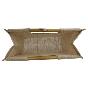 Sac de courses de grande taille pour usage quotidien, avec poignée en bambou, sac fourre-tout promotionnel, sac d'épicerie en toile de jute - Product Image 6