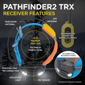 Dogtra Pathfinder 2 TRX Receptor Adicional, Rastreador GPS para Perros, Luz LED, Collar Azul, Compatible con Smartwatch, Recargable, Resistente al Agua - Product Image 2