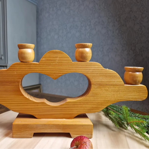 Support de bougie ovale en bois fait main, style vintage, motif cerf, décoration scandinave rustique pour la maison, la table et les mariages - Product Image 5