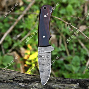 Cuchillo de caza fijo de acero de Damasco de 7 pulgadas con hoja de punta caída y espiga completa, afilado como una navaja, de alta gama, para camping y uso diario (EDC), disponible para DIY y OEM/ODM. - Product Image 4