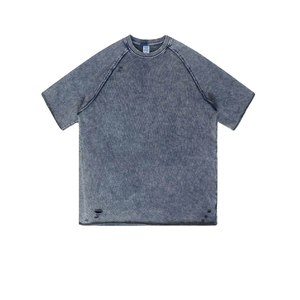 Camisetas de Hombre Oversize de Punto 100% Algodón Estilo Urbano Hip Hop con Estampado Lavado Ácido y Logo Personalizado Vintage al por Mayor - Product Image 3