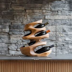 Porte-bouteilles en bois équilibré pour table à manger, organisateur de bouteilles de vin, support en bois massif fait à la main pour la décoration de la cuisine - Product Image 4