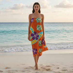 Beach <b>Sarong</b> <b>Wrap</b> for Women Soft Breathable Cotton Pareo Skirt Multi Style Swim Cover Up Quick Dry Summer Vacation Bikini Cover - Product Image 2
