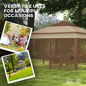 Gazebo Pop-Up da Esterno Khaki 3,35 x 3,35 m Impermeabile con Zanzariera e Borsa per il Trasporto, Palo in Acciaio - Product Image 4