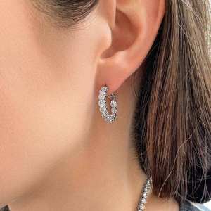 Classic Bezel <b>Set</b> Round Lab Grown Diamond <b>Earrings</b> IGI Certified DEF VVS VS Quality in 14k Gold or <b>Silver</b> Minimalist <b>Stud</b> Design - Product Image 1