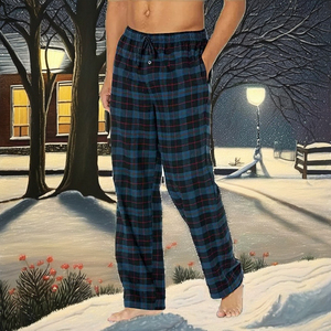 Pantalones de Pijama para Hombre, Cintura Media, Tejido Suave de Peso Medio, Estilo Urbano, Transpirables, Casuales, Corte Recto, para Invierno - Product Image 2