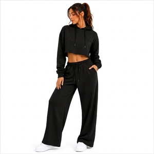 Women's Premium Travel Lounge <b>Set</b> Wide Leg Pants OEM ODM Clothing Manufacturer - Product Image 1