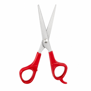 Ciseaux de coiffure professionnels, lame en acier inoxydable, manche en plastique rouge, pointe acérée, pour droitiers, 6,7 pouces - Product Image 1