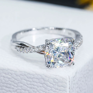 925 Sterling Silver Engagement Band Radiant Cut 3 Carats Vvs Moissanite Main Diamond Women Wedding <b>Finger</b> <b>Rings</b> - Product Image 2