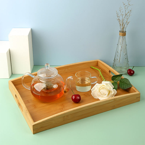 Bandeja otomana decorativa de madera para mesa, bandeja redonda de madera de acacia para servir con asas de artesanía creciente - Product Image 6