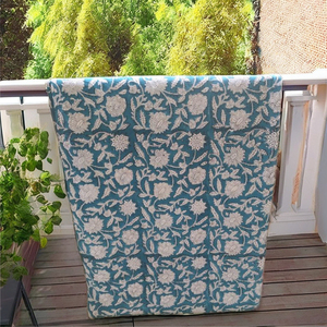 Tela de Algodón Orgánico de Peso Medio, Transpirable y Ecológica, Diseño Tradicional Indio Ajrakh, Estampado a Mano, Sarga Opaca - Product Image 2