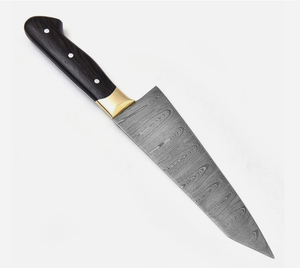 Cuchillo de Chef SM Knives Hecho a Mano de Acero Damasco de Grado Industrial, 2.5mm de Grosor, 13 Pulgadas de Largo, Mango de Cuerno, Funda de Cuero, 3 Años de Garantía - Product Image 6