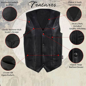 Chaleco de Cuero Profesional para Motocicleta, con Logotipo Personalizado, Estilo Biker, Transpirable, Vintage - Product Image 5