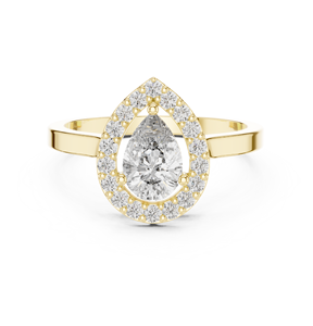 Anillo de Lujo de Acero Inoxidable Chapado en Oro de 18K con Moissanita Art Deco en Forma de Pera y Acentos de Garras, Diseño Personalizado con Gema Brillante Fina - Product Image 1