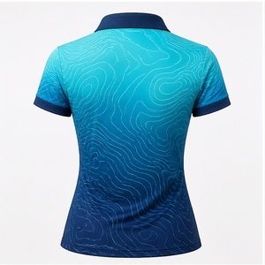 Polo Personalizado para Mujer, Color Azul Marino, Diseño Topográfico, Secado Rápido, Transpirable, Manga Corta, Ropa Deportiva para Golf, WPS-0801 - Product Image 2