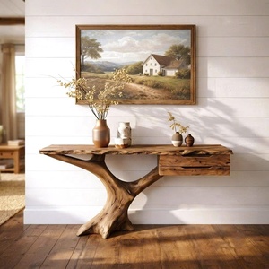 Mesa de entrada hecha a mano, estilo rústico, con borde natural, mueble consola, mesa de madera estilo farmhouse, decoración única para el hogar. - Product Image 2