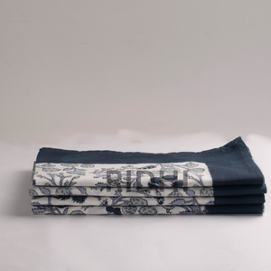 Serviettes en coton bleu floral faites à la main, imprimées au bloc, réutilisables, pour la table, vente en gros, pour mariages, fêtes, hôtels - Product Image 6