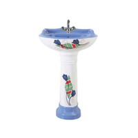 Lavabo sur pied en céramique colorée moderne avec drain, à poser au sol, pour salle de bain, hôtel, villa