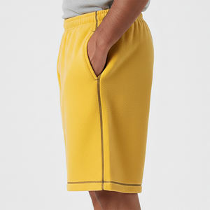 Shorts pour hommes en molleton 100% coton de haute qualité, style hip-hop, avec surpiqûres contrastées, couleur unie, respirant, pour le sport et les loisirs. - Product Image 2