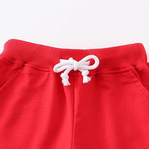 Shorts décontractés rouges, couleur unie, tricotés, avec cordon de serrage à la taille, respirants, coupe régulière, style taille mi-haute - Product Image 2