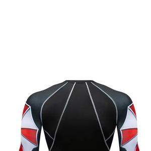 Men <b>Black</b> Full Sleeve Rash Guard With Red And Gray Print Quick Dry <b>Compression</b> <b>Shirt</b> Long Sleeve Athletic Top - Product Image 5