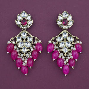 ต่างหูมุกสไตล์โบฮีเมียนขายดีที่สุดจาก Kanhai Jewels ชุบเมห์นดี สีขาวนิกเกิล ปราศจากสารตะกั่ว สำหรับผู้หญิง - Product Image 4