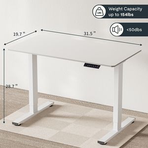 Scrivania Elettrica Regolabile in Altezza con Telaio Bianco, Postazione di Lavoro per Casa e Ufficio, Scrivania Sit-Stand - Product Image 4