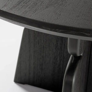 Wooden Foldable 4-Seater Eco-Friendly Dining Table Modern New Design Deep Black Sandblasted Finish Stylish Pedestal Base <b>Home</b> - Product Image 3