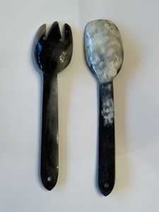 Juego de Cuchara y Tenedor de Cuerno de Búfalo Hechos a Mano y Ecológicos con Tema de Ángel, Decoración Rústica Natural para el Hogar, Utensilios Duraderos - Product Image 2