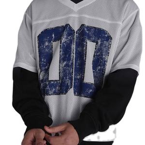 Maillot de football américain en maille blanche pour femmes Vêtements de sport personnalisés avec impression du numéro 00 Maillot de sport d'été respirant à col en V - Product Image 5