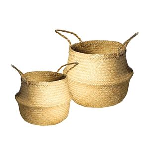 Decorative Handmade SEAGRASS BELLY <b>BASKETS</b> for Plant Pot Cover and Decor, Woven Planter Multi-Purpose Storage Bin - Product Image 1