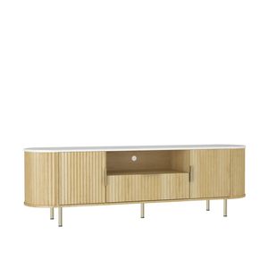 Mobile TV da terra per soggiorno con LED a 16 colori, Centro di intrattenimento con ante contenitore, Console TV, Mobile multimediale - Product Image 6
