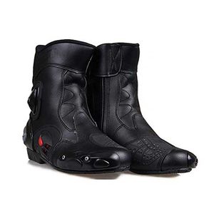 Chaussures de sport d'hiver imperméables, respirantes, coupe-vent, en cuir véritable, avec embout en acier, pour moto, motocross, course, hommes - Product Image 1