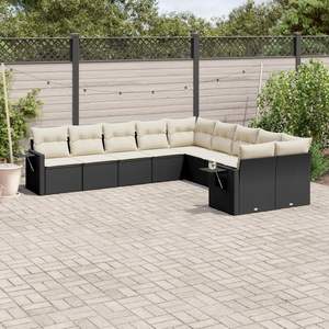 Conjunto de Sofás de Jardín en Negro y Blanco Crema para Muebles de Patio - Product Image 1