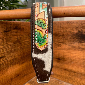 Adjustable Genuine Cowhide Leather <b>Padded</b> Dog Collar Personalized Luxury Designer Hand Tooled Leather Pet Collars for Small Dogs - Product Image 2