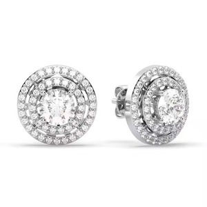 Premium Quality Moissanite Round Cut Diamond <b>Earrings</b> White Gold Finish Elegant Fine Jewelry Available At Competitive Price - Product Image 3