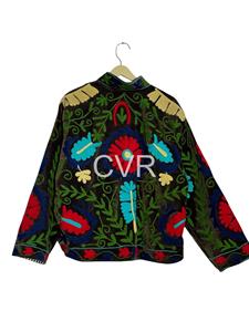 Abrigo de Terciopelo Estilo Bohemio, Manga Larga, Cuello Mandarín, Bordado Floral a Mano, Talla Grande, Ropa Exterior para Mujer, Otoño - Product Image 2