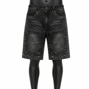 Shorts en coton extensible tricoté pour homme, coupe droite, décontracté, avec fermeture boutonnée et zippée, tissu durable pour l'été, les voyages, les week-ends et le quotidien - Product Image 1
