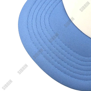SIBRIN Custom Logo Unisex 6-Panel Baseball Cap White Blue Color Cotton Twill Fabric Premium Baseball <b>Hat</b> <b>Flat</b> Brim Snapback - Product Image 4