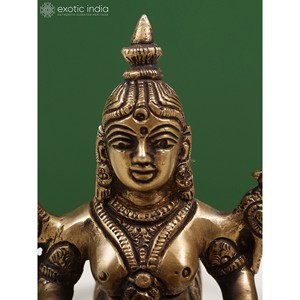 Aarti Diya de latón de 10 pulgadas hecho a mano con mango de forma de dama artículo de decoración del hogar indio - Product Image 4