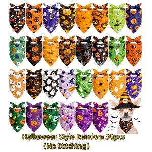 Bandanas d'Halloween effrayantes pour animaux de compagnie, imprimé personnalisé citrouille, fantôme, chauve-souris, foulard pour chien et chat, vente en gros, accessoires de fête et de déguisement - Product Image 1